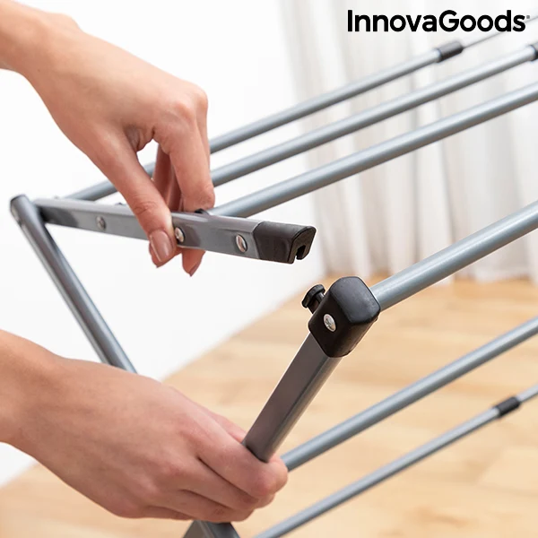 Sèche-linge pliable et extensible en métal avec 3 niveaux Cloxy InnovaGoods (11 Bars)