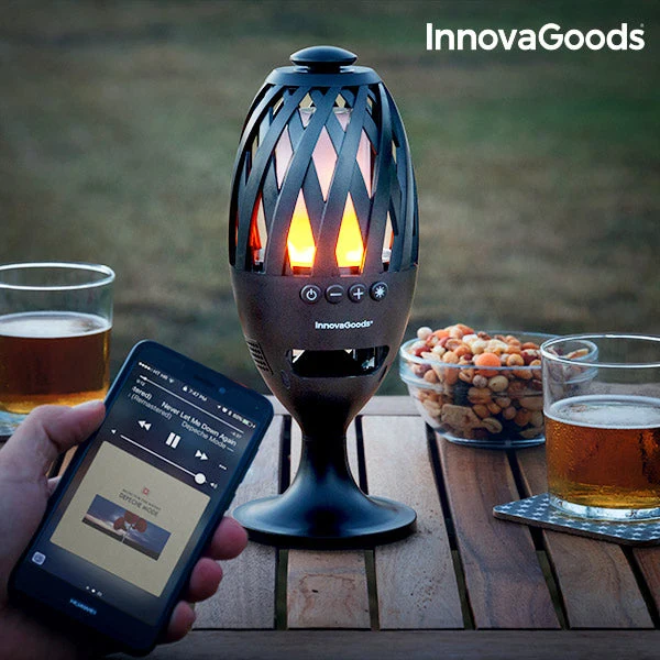 InnovaGoods LED Flame Lamp & Bluetooth Speaker