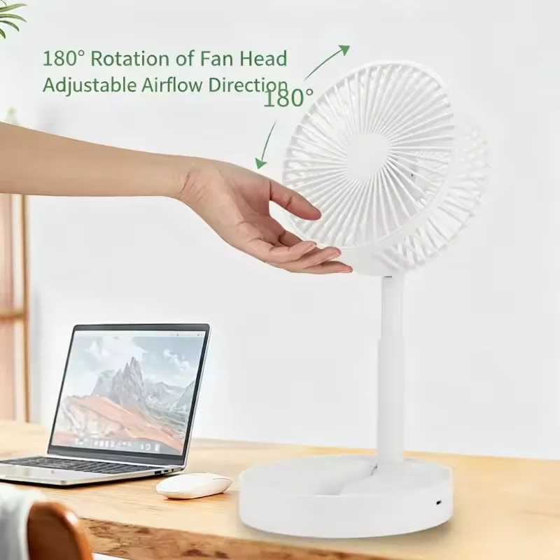 Mini ventilateur pliable rechargeable USB-C – 3 vitesses, silencieux, batterie 1800 mAh