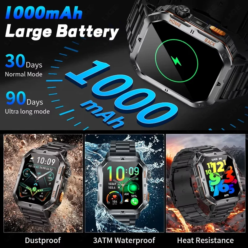 Montre Tactique GPS Homme 1000mAh – Ultra Résistante Étanche 3ATM | Outdoor & Sport