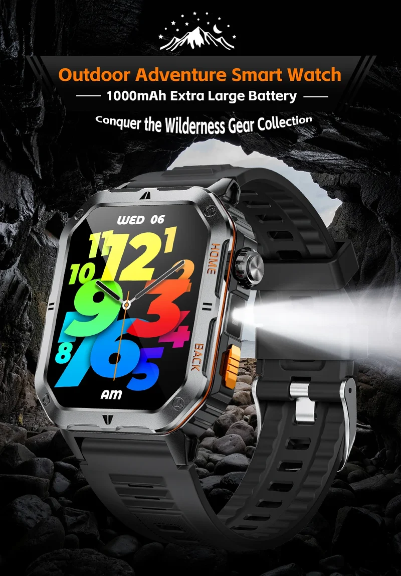 Montre Tactique GPS Homme 1000mAh – Ultra Résistante Étanche 3ATM | Outdoor & Sport