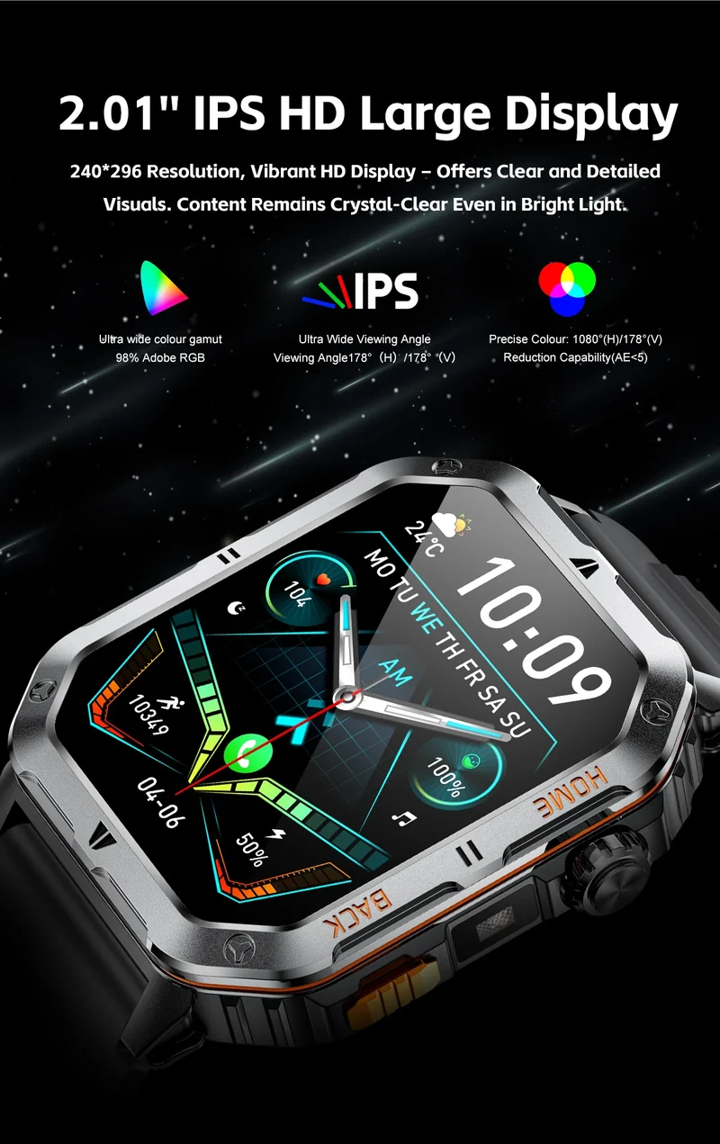 Montre Tactique GPS Homme 1000mAh – Ultra Résistante Étanche 3ATM | Outdoor & Sport