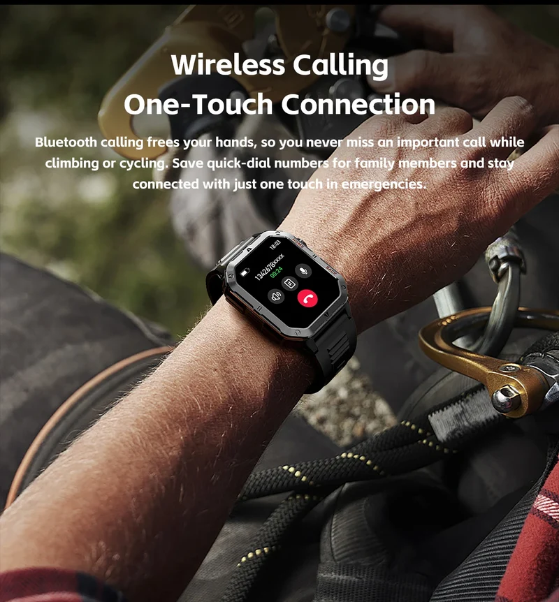 Montre Tactique GPS Homme 1000mAh – Ultra Résistante Étanche 3ATM | Outdoor & Sport