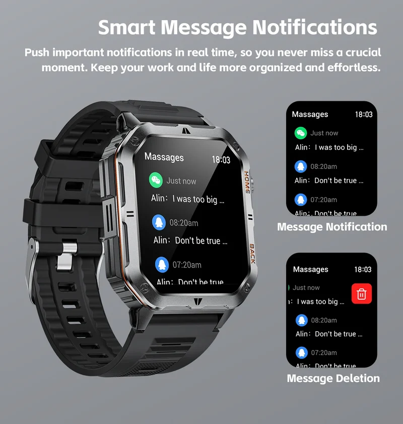 Montre Tactique GPS Homme 1000mAh – Ultra Résistante Étanche 3ATM | Outdoor & Sport