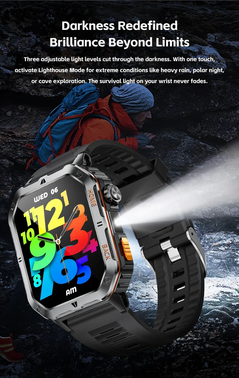 Montre Tactique GPS Homme 1000mAh – Ultra Résistante Étanche 3ATM | Outdoor & Sport