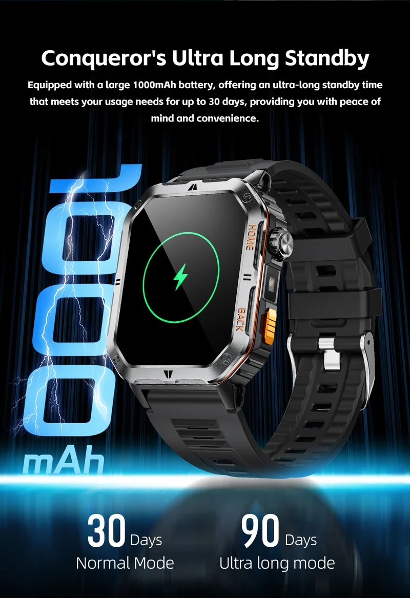 Montre Tactique GPS Homme 1000mAh – Ultra Résistante Étanche 3ATM | Outdoor & Sport