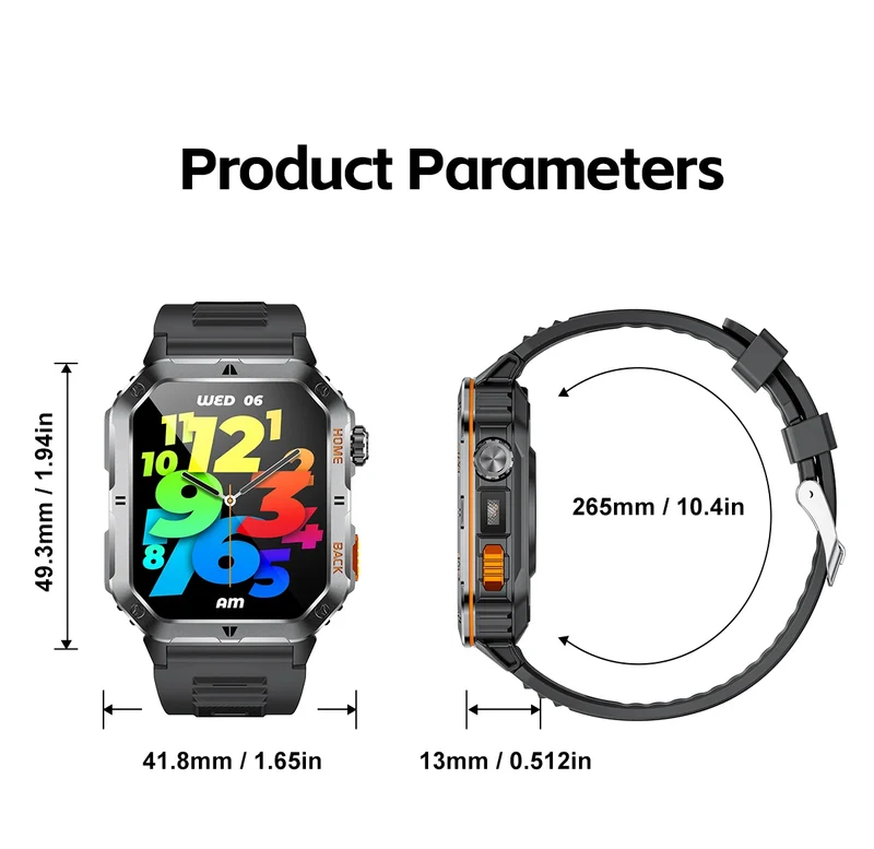 Montre Tactique GPS Homme 1000mAh – Ultra Résistante Étanche 3ATM | Outdoor & Sport