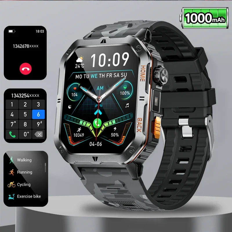 Montre Tactique GPS Homme 1000mAh – Ultra Résistante Étanche 3ATM | Outdoor & Sport