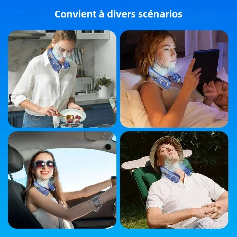 Super Ventilateur de Cou Portable LED – Restez au Frais Partout en 3 Secondes