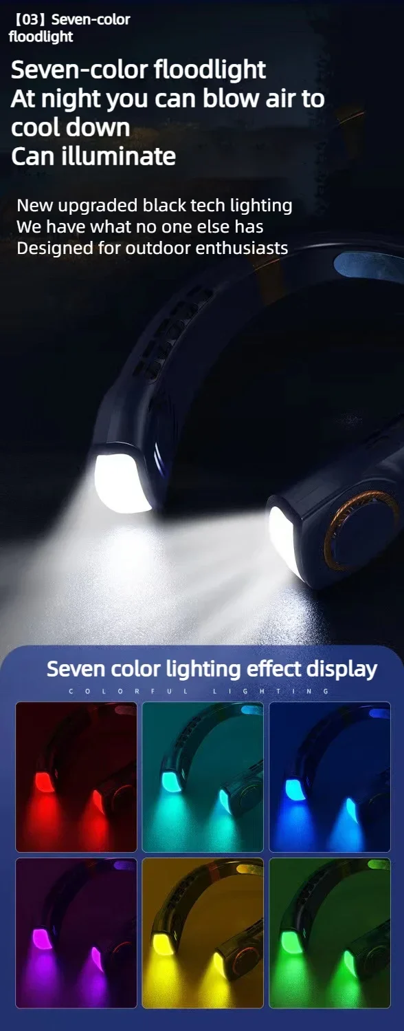 Super Ventilateur de Cou Portable LED – Restez au Frais Partout en 3 Secondes