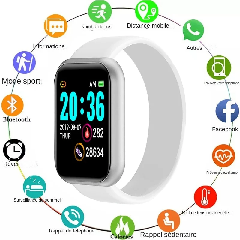 Montre intelligente Bluetooth USB pour hommes et femmes