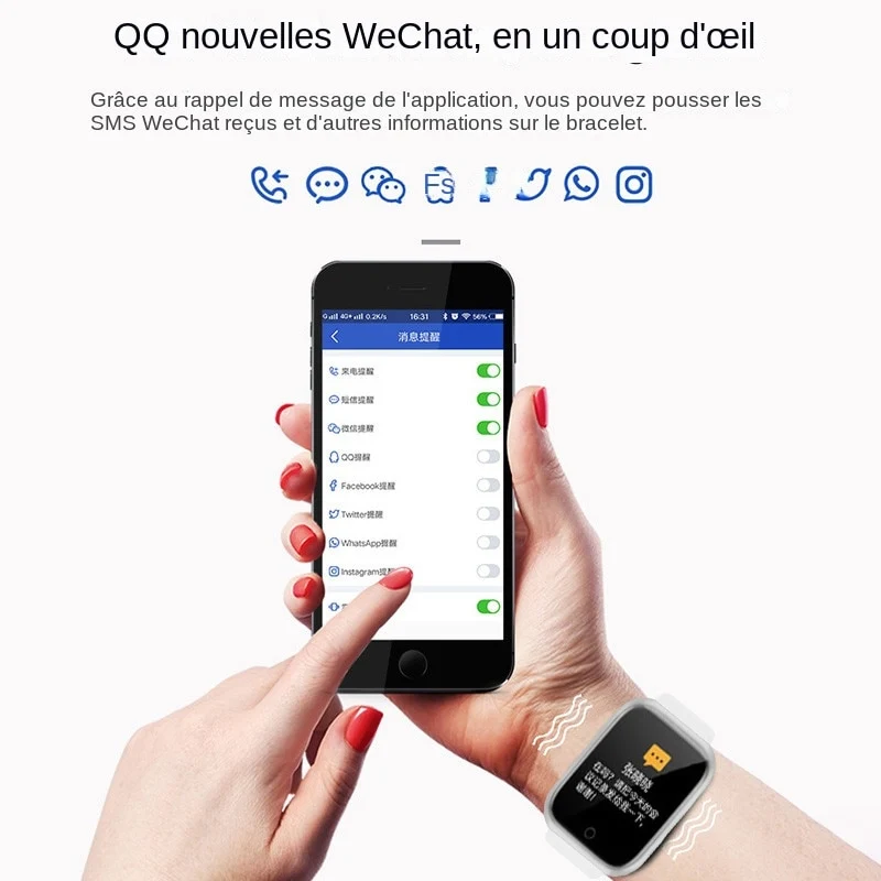 Montre intelligente Bluetooth USB pour hommes et femmes