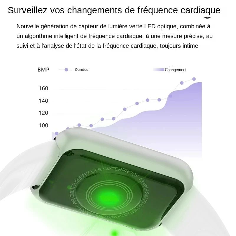Montre intelligente Bluetooth USB pour hommes et femmes