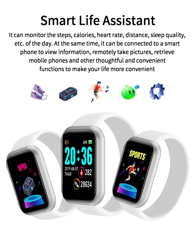 Montre intelligente Bluetooth USB pour hommes et femmes
