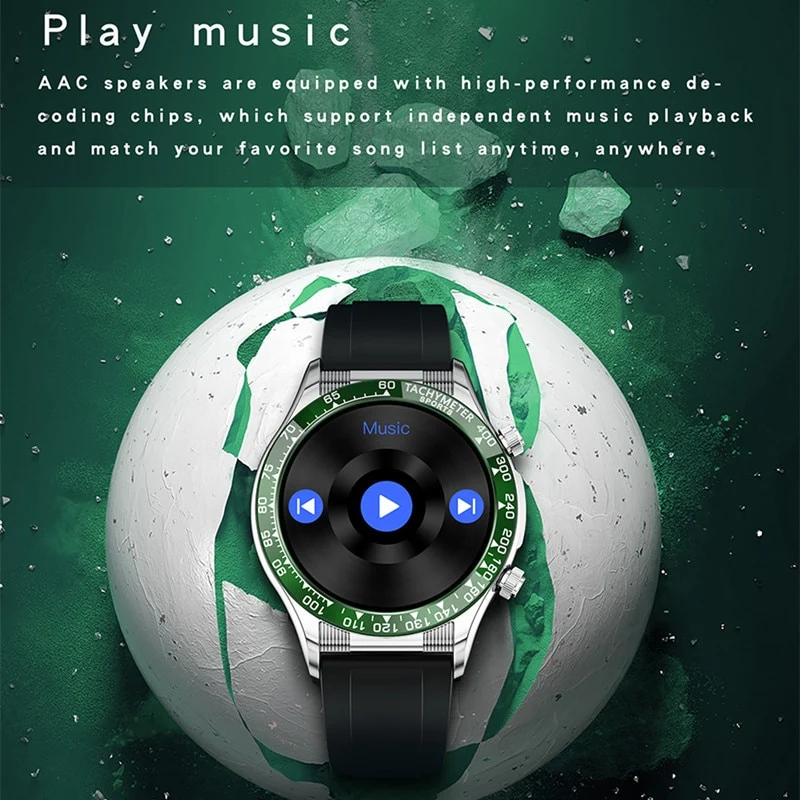 Montre connectée style luxe pour hommes, appels BT, NFC