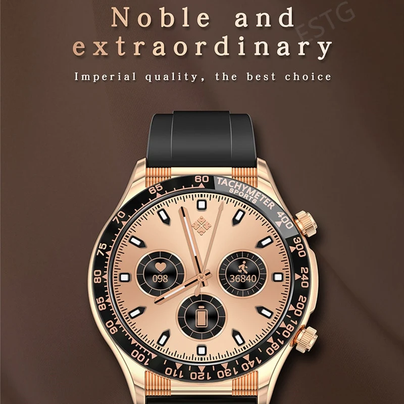 Montre connectée style luxe pour hommes, appels BT, NFC