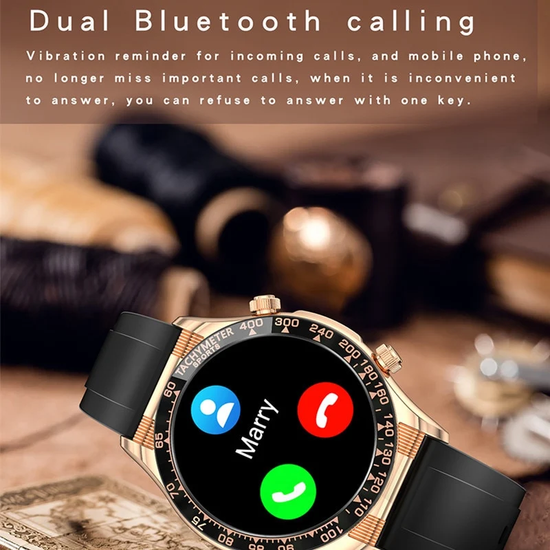 Montre connectée style luxe pour hommes, appels BT, NFC