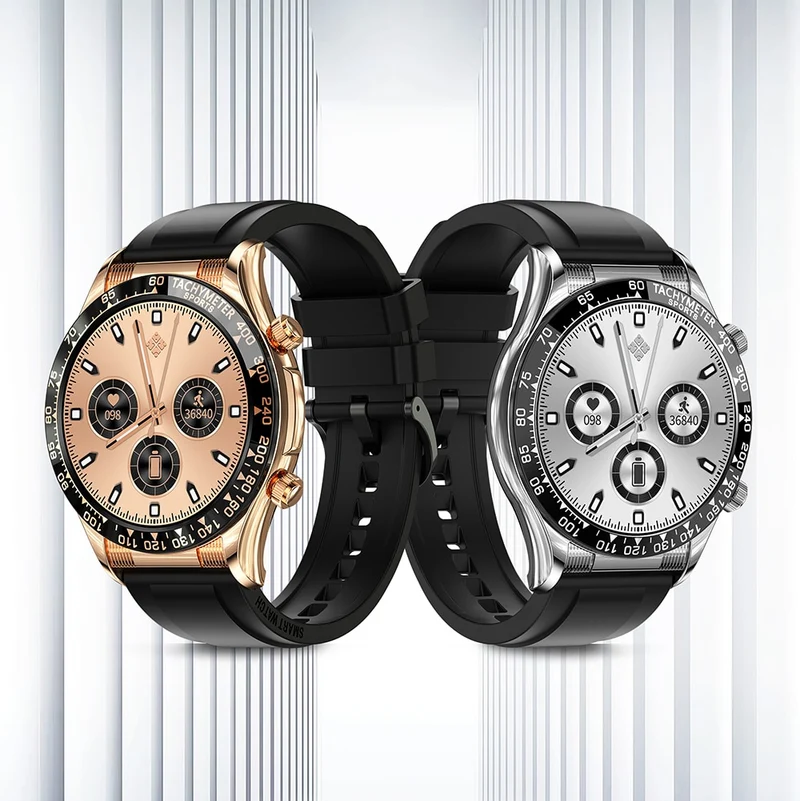 Montre connectée style luxe pour hommes, appels BT, NFC