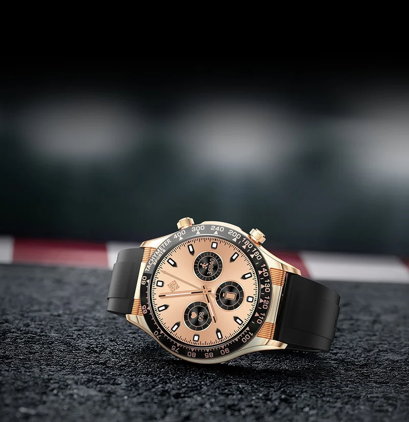 Montre connectée style luxe pour hommes, appels BT, NFC