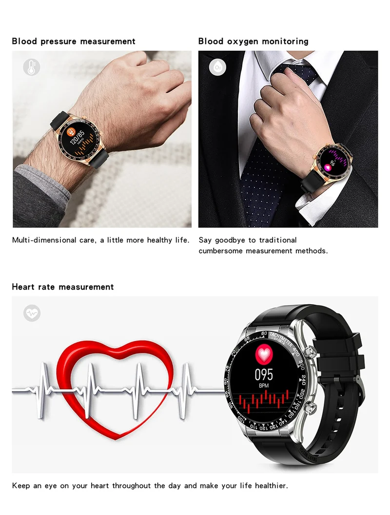 Montre connectée style luxe pour hommes, appels BT, NFC