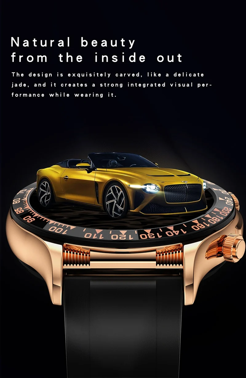 Montre connectée style luxe pour hommes, appels BT, NFC