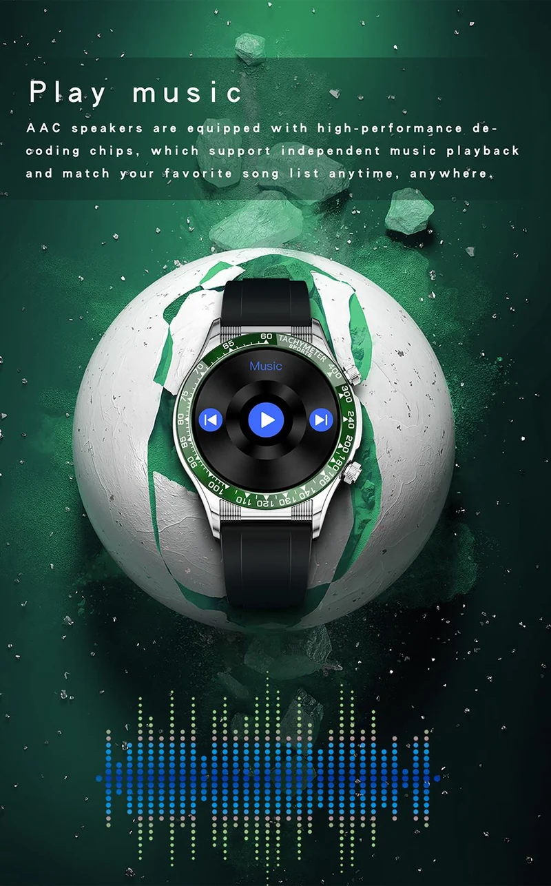 Montre connectée style luxe pour hommes, appels BT, NFC