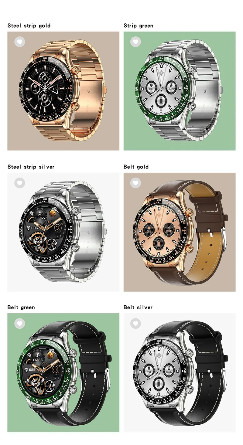 Montre connectée style luxe pour hommes, appels BT, NFC
