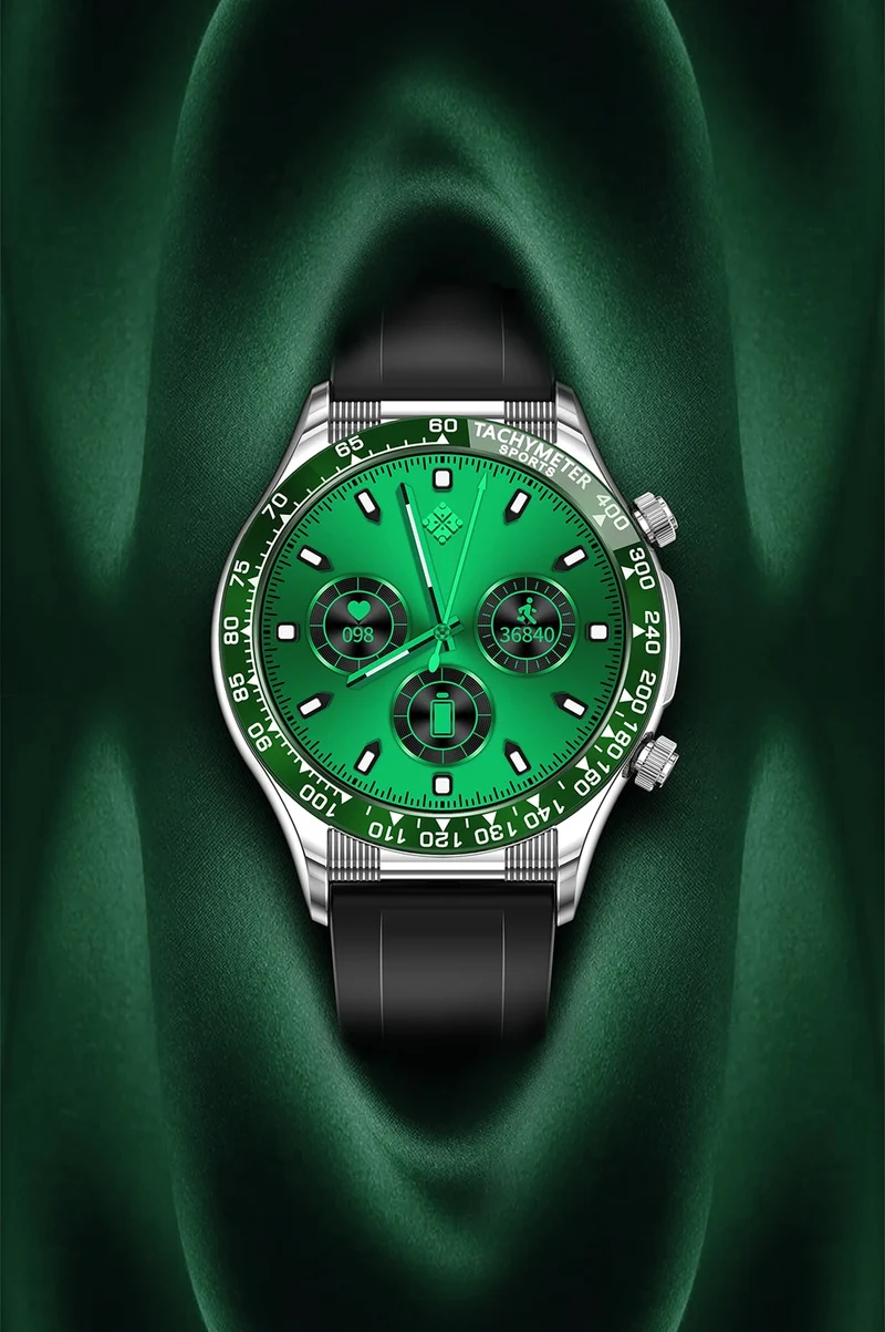 Montre connectée style luxe pour hommes, appels BT, NFC