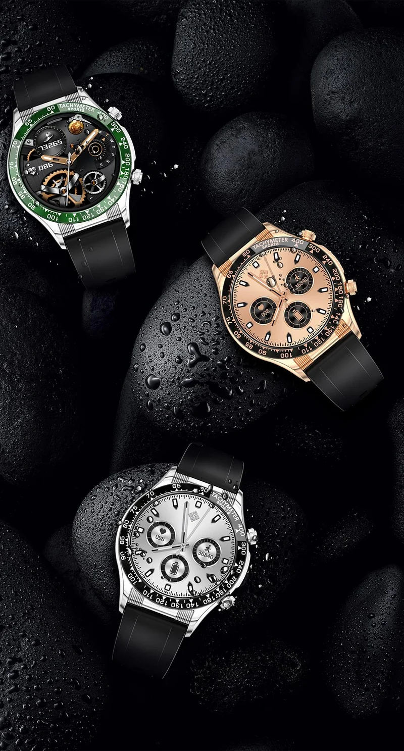 Montre connectée style luxe pour hommes, appels BT, NFC