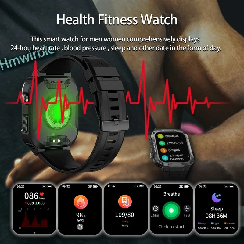 Montre Militaire Robuste Ip68 Waterproof Bluetooth Call MK66