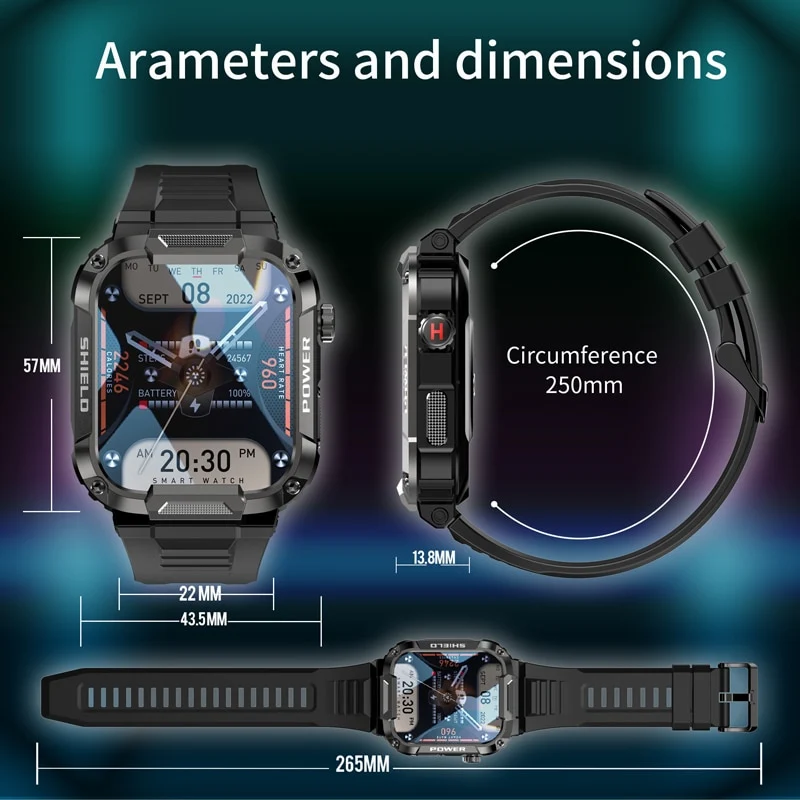 Montre Militaire Robuste Ip68 Waterproof Bluetooth Call MK66