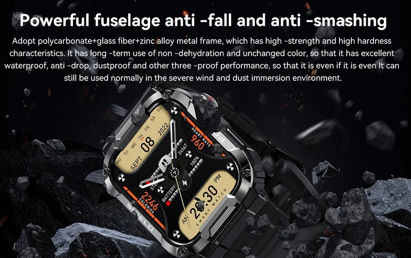 Montre Militaire Robuste Ip68 Waterproof Bluetooth Call MK66