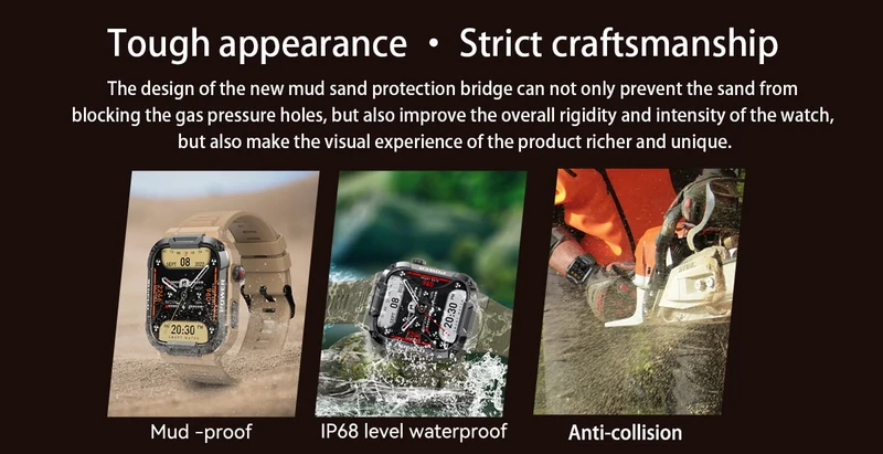 Montre Militaire Robuste Ip68 Waterproof Bluetooth Call MK66