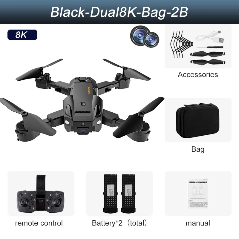 Drone professionnel double caméra, GPS 5G 8K HD