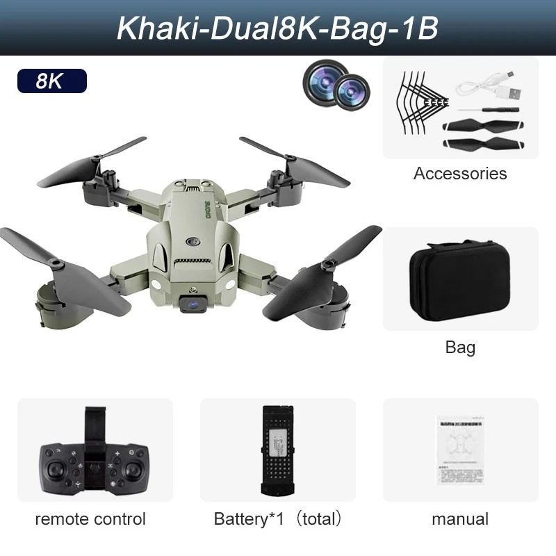 Drone professionnel double caméra, GPS 5G 8K HD