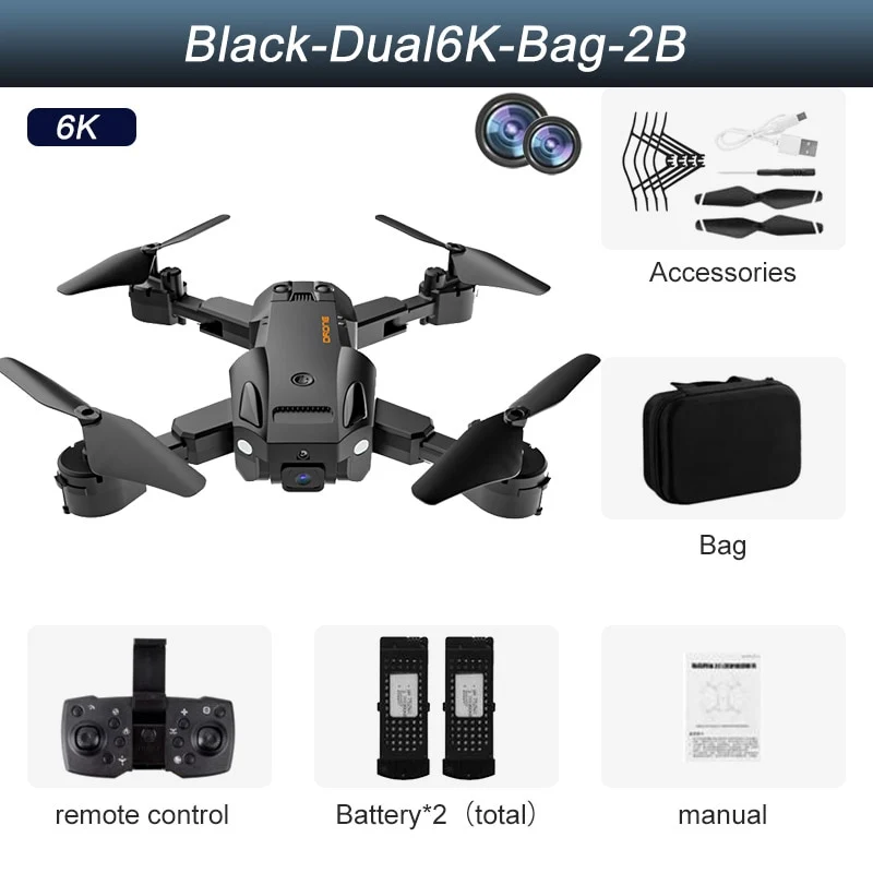 Drone professionnel double caméra, GPS 5G 8K HD
