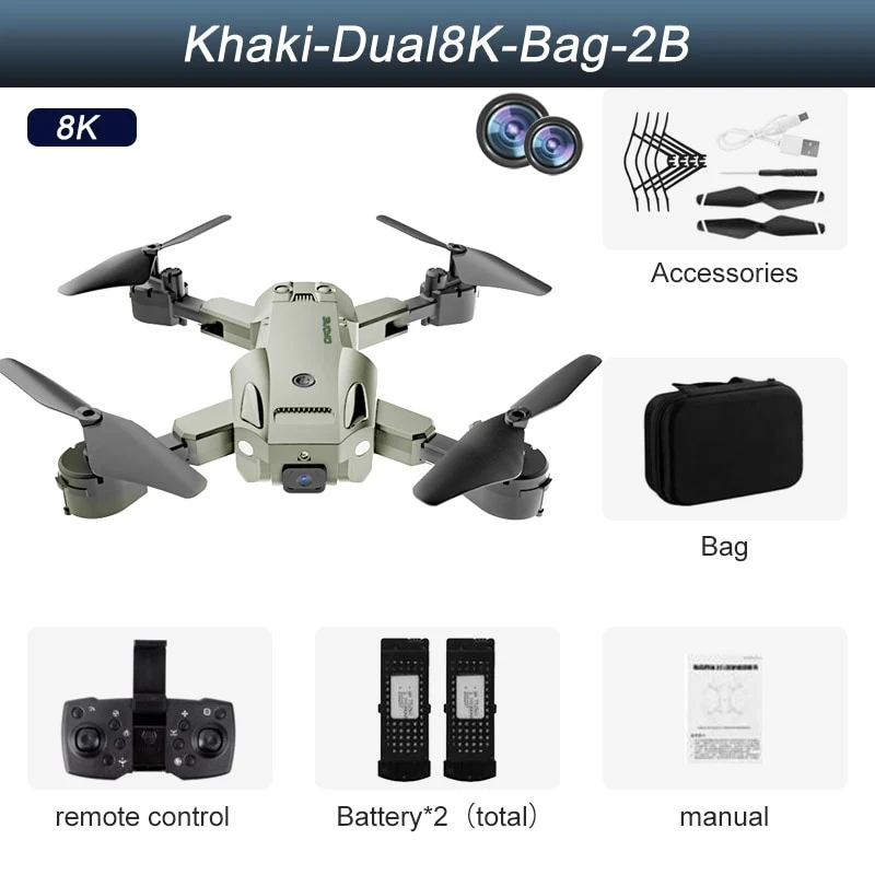 Drone professionnel double caméra, GPS 5G 8K HD