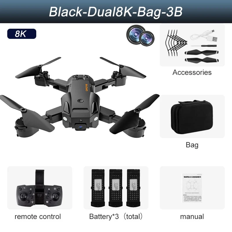 Drone professionnel double caméra, GPS 5G 8K HD