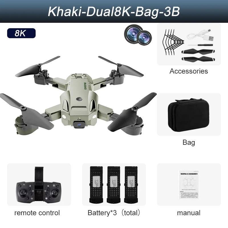 Drone professionnel double caméra, GPS 5G 8K HD