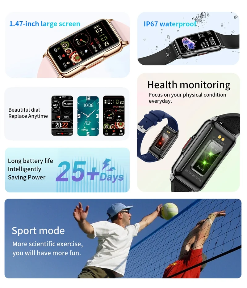 Jolie montre fine connectée pour sport, loisirs ou soirée pour homme ou femme , écran entièrement tactile.