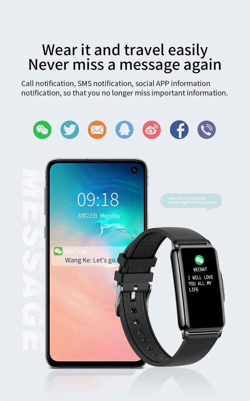 Jolie montre fine connectée pour sport, loisirs ou soirée pour homme ou femme , écran entièrement tactile.