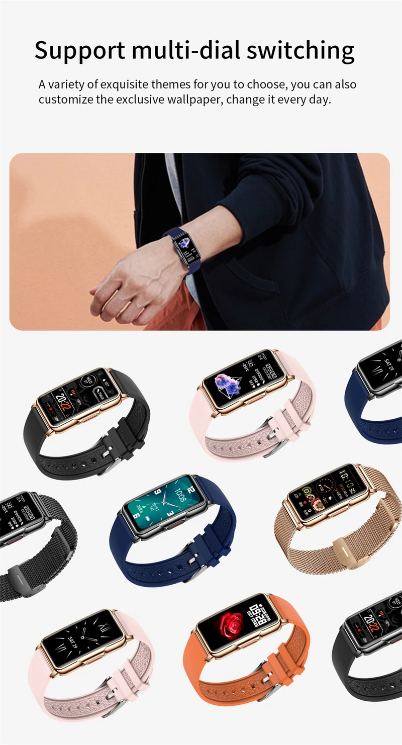 Jolie montre fine connectée pour sport, loisirs ou soirée pour homme ou femme , écran entièrement tactile.