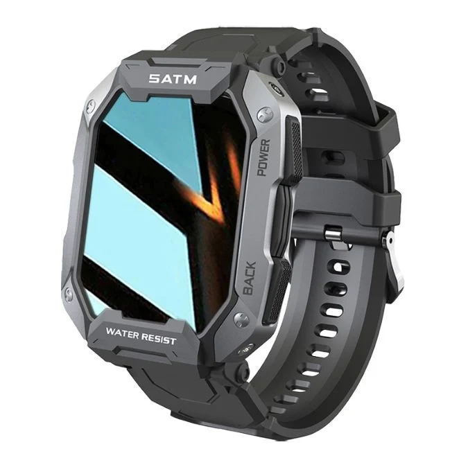 Montre connectée style militaire tactile complète IP68 étanche 5 Atm, pour hommes.
