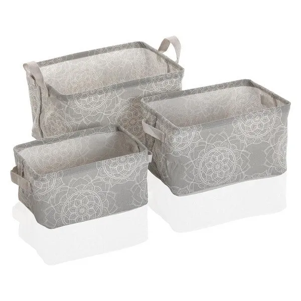 Basket set Mandala Textile Polyester (3 Pieces) (25 x 22 x 35 cm)