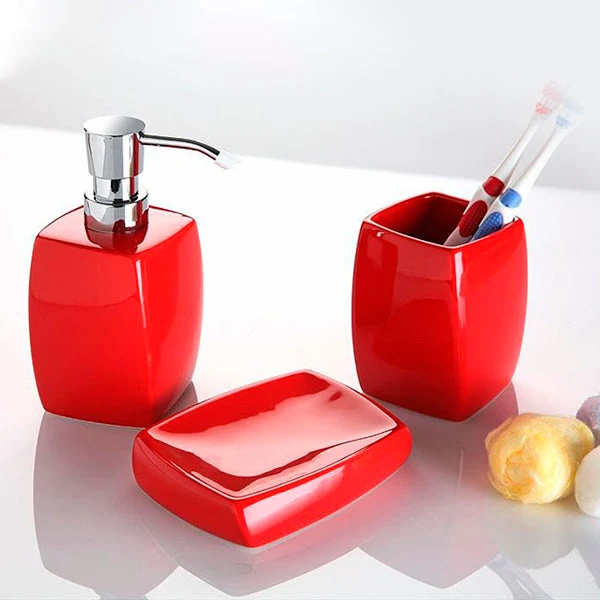 soap dish (1 pcs) Ceramic Red