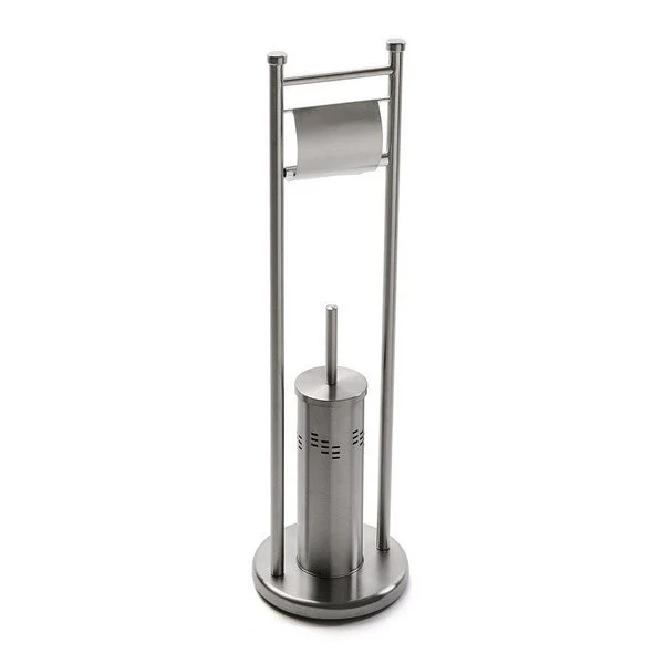 Toilet Paper Holder with Brush Stand Inox Steel (22 x 76 x 22 cm)