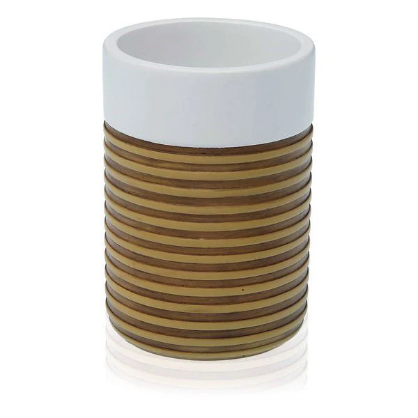 Toothbrush Holder Plastic White/Brown