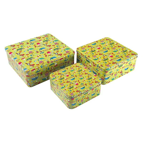 Set of Stackable Organising Boxes Metal (3 Pieces) (22,2 x 8,9 x 23,7 cm)