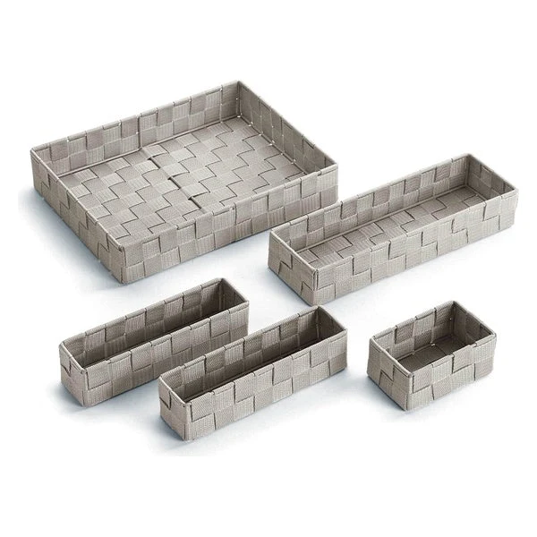 Set of Stackable Organising Boxes Textile (5 Pieces) (6 x 34 x 26 cm)