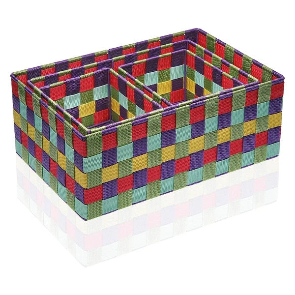 Set of Stackable Organising Boxes Textile (4 Pieces) (25 x 15 x 38 cm)